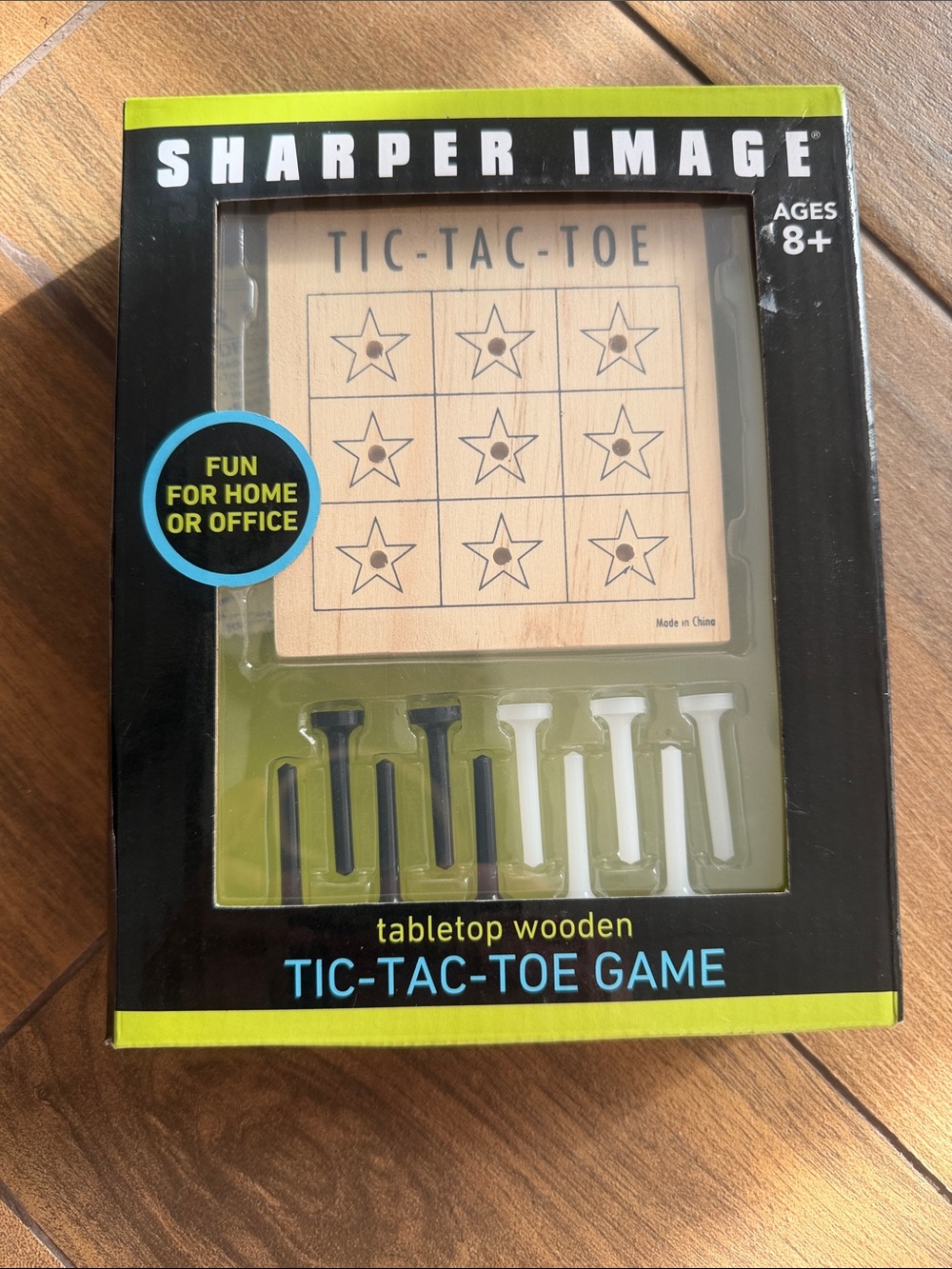 Sharper Image Black and White Tabletop Wooden Tic-Tac-Toe Game